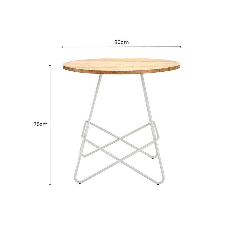 White Metal Legs and Natural Elm Wood Top Round Dining Table | District