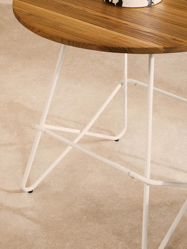 White Metal Legs and Natural Elm Wood Top Round Dining Table | District