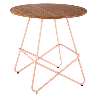 Pink Metal Legs and Natural Elm Wood Top Round Dining Table | District