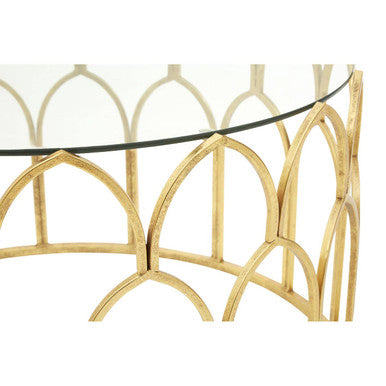 Round Glass Top and Gold Leaf Frame Coffee Table | Merlin