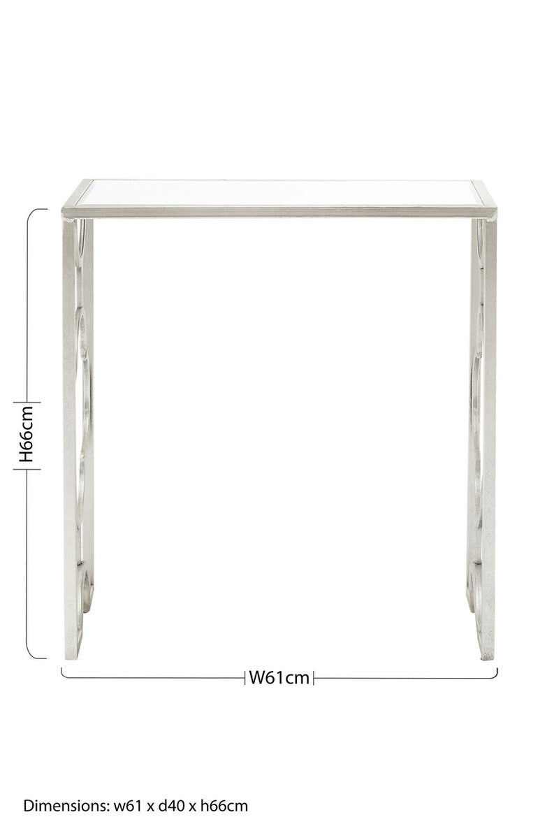 Set of 2 Tempered Glass Top Side Table with Silver Leaf Finish Base | Merlin