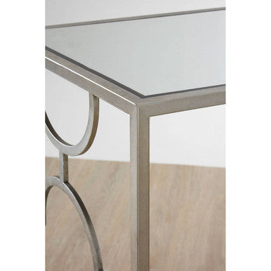 Set of 2 Tempered Glass Top Side Table with Silver Leaf Finish Base | Merlin