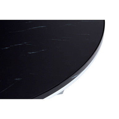 Round Black Faux Marble Coffee Table with Chrome Lattice Leg Design | Allure