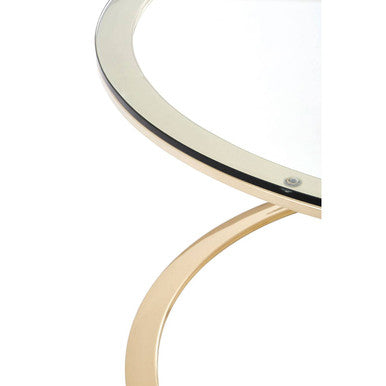 Champagne Gold Stainless Steel Base Round Coffee Table with Tempered Glass Top | Allure