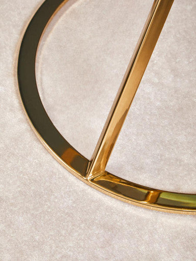 Champagne Gold Stainless Steel Base Round End Table with Tempered Glass Top | Allure