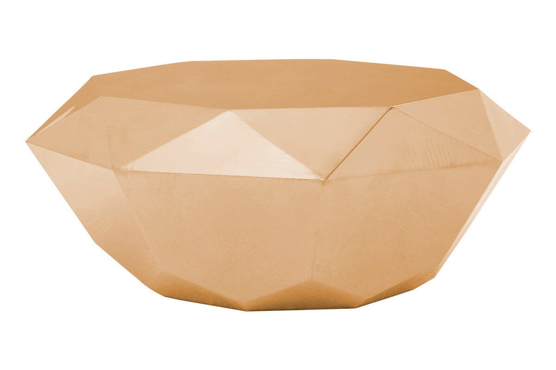 Gold Diamond Cut Stainless Steel Coffee Table with Hexagonal Tabletop | Allure