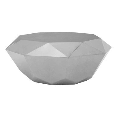 Silver Diamond Cut Stainless Steel Coffee Table with Hexagonal Tabletop | Allure