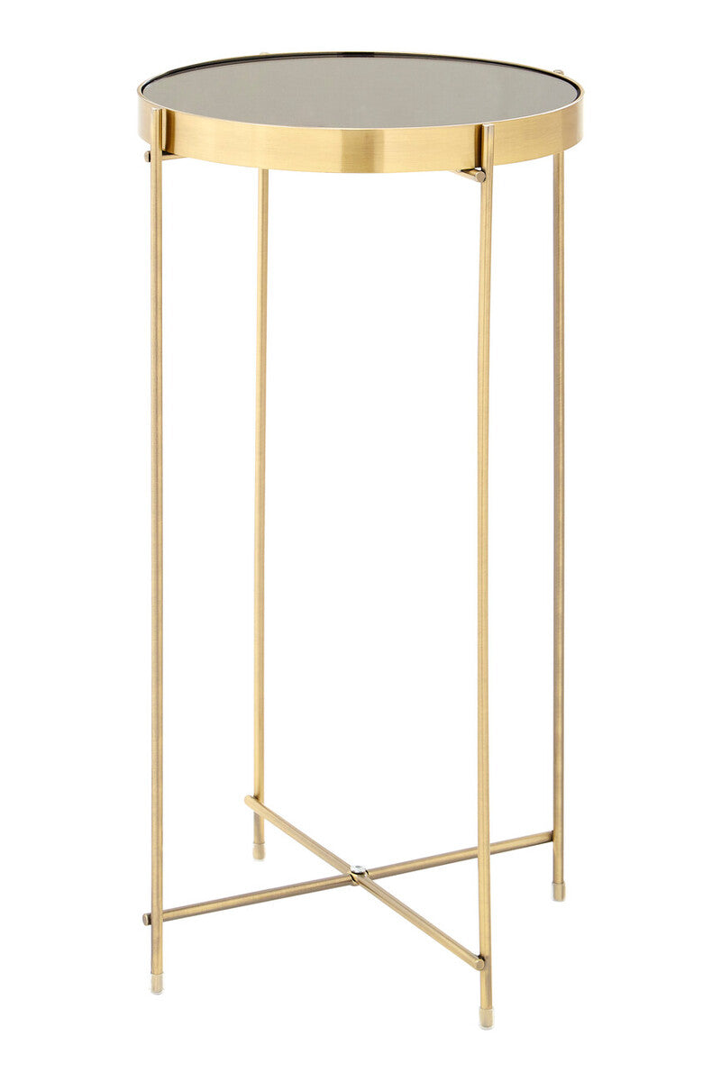 Mirrored Glass Top Tall Side Table with Black Slim Metal Legs | Allure