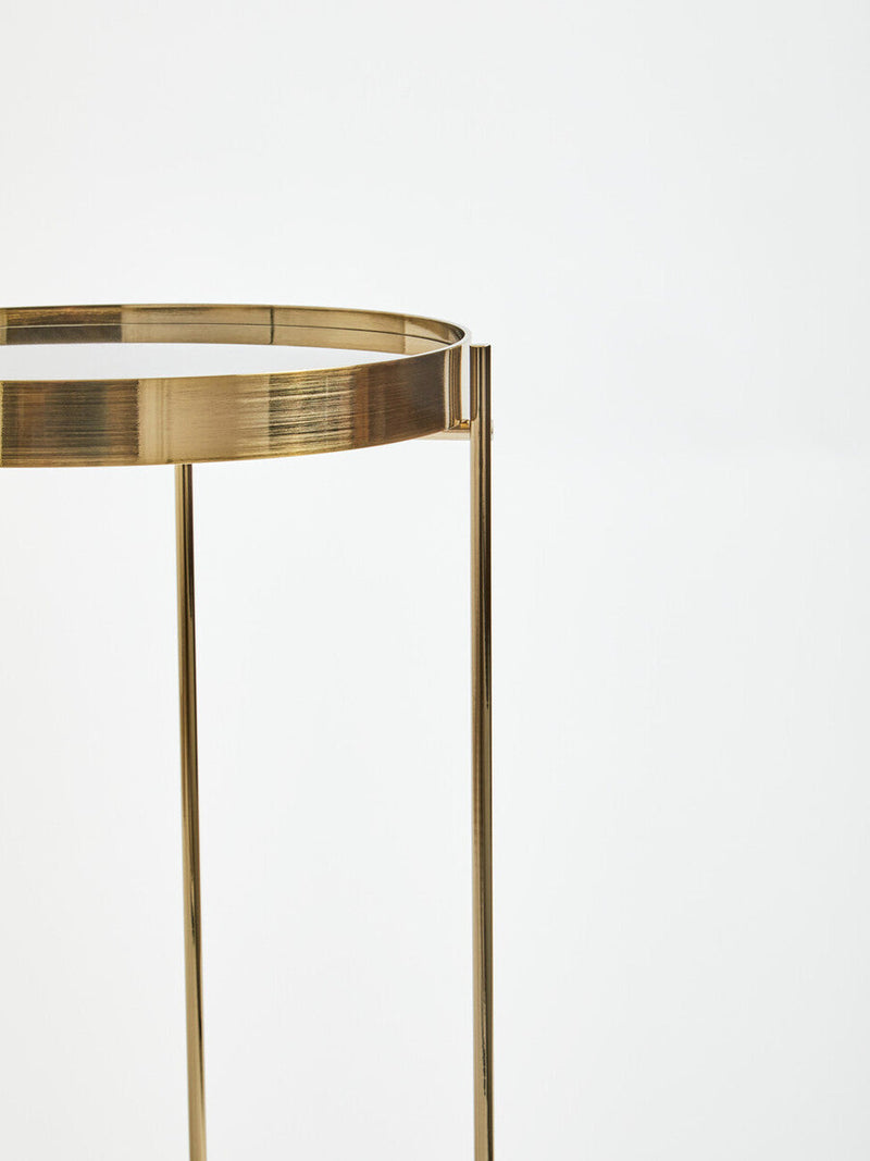 Mirrored Glass Top Tall Side Table with Black Slim Metal Legs | Allure