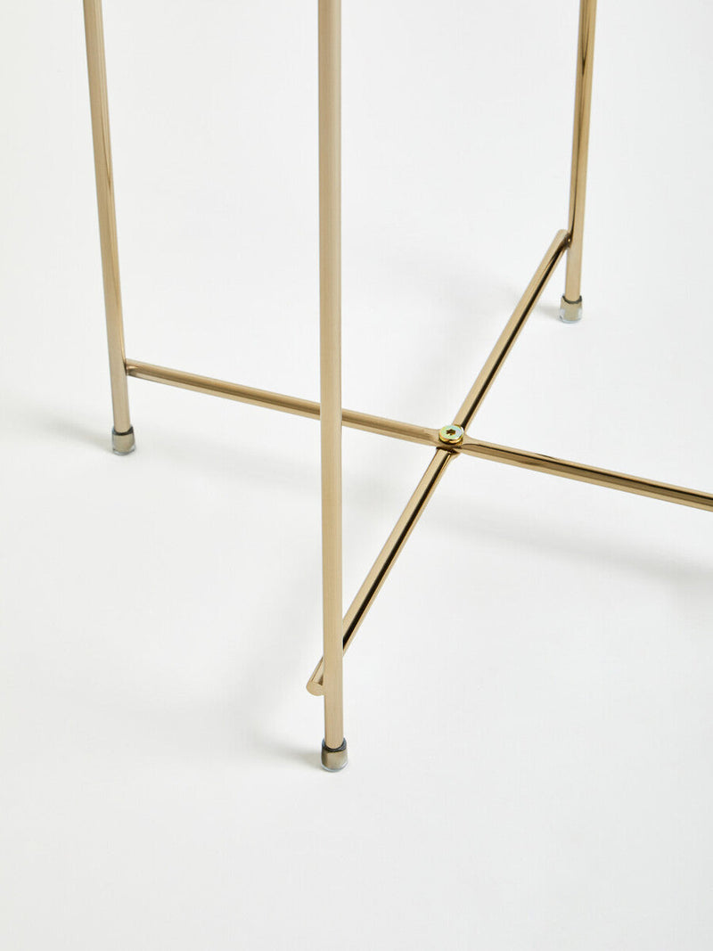 Mirrored Glass Top Tall Side Table with Black Slim Metal Legs | Allure