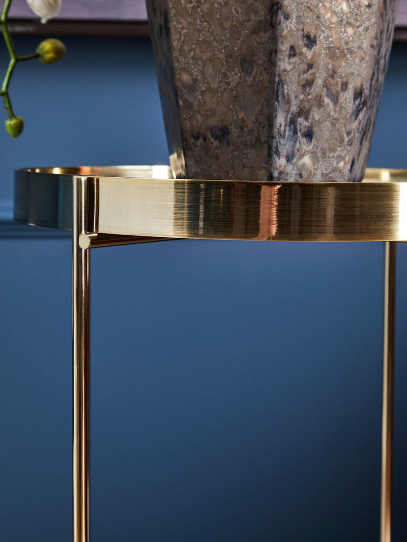 Mirrored Glass Top Tall Side Table with Black Slim Metal Legs | Allure