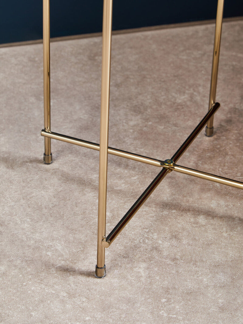 Mirrored Glass Top Tall Side Table with Black Slim Metal Legs | Allure