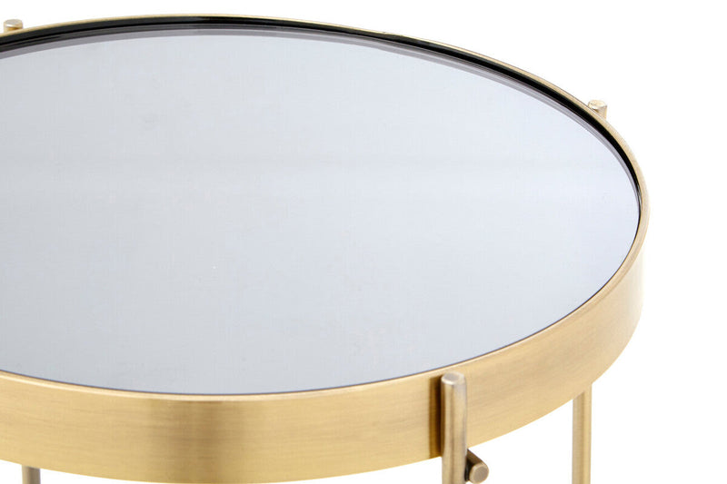 Mirrored Glass Top Tall Side Table with Black Slim Metal Legs | Allure