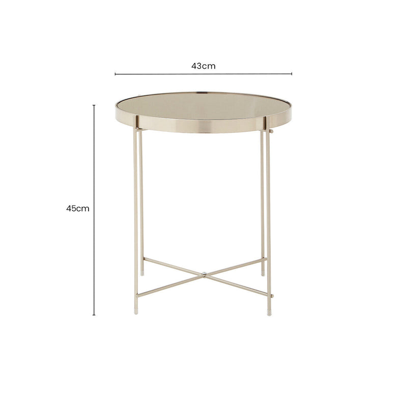 Grey Mirror Side Table with Slim Tubular Metal Legs | Allure