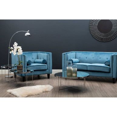 Grey Mirror Side Table with Slim Tubular Metal Legs | Allure