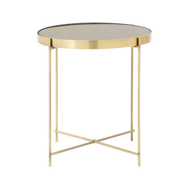 Black Mirror Side Table with Slim Tubular Metal Legs | Allure