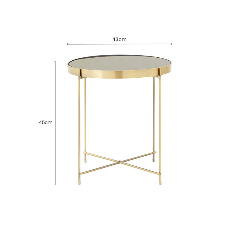 Black Mirror Side Table with Slim Tubular Metal Legs | Allure