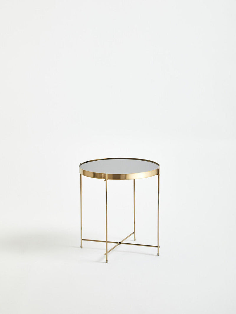 Black Mirror Side Table with Slim Tubular Metal Legs | Allure