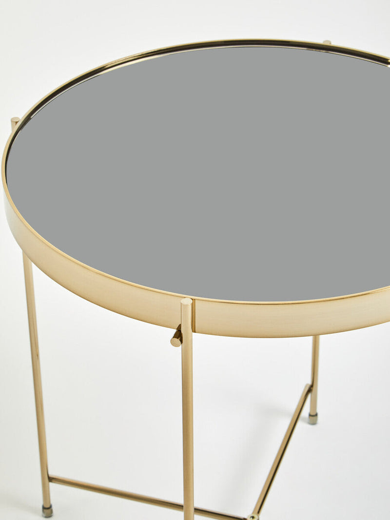 Black Mirror Side Table with Slim Tubular Metal Legs | Allure
