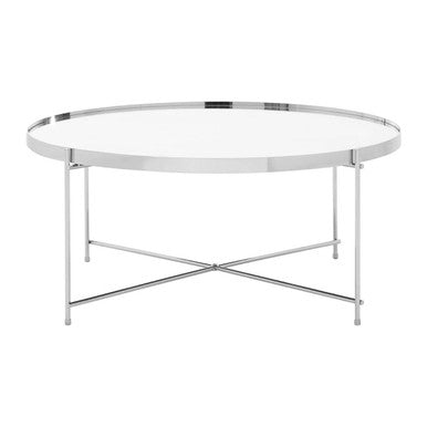 Silver Mirrored Glass Round Coffee Table | Allure
