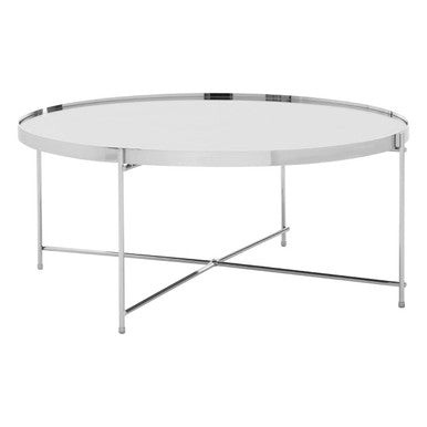 Silver Mirrored Glass Round Coffee Table | Allure