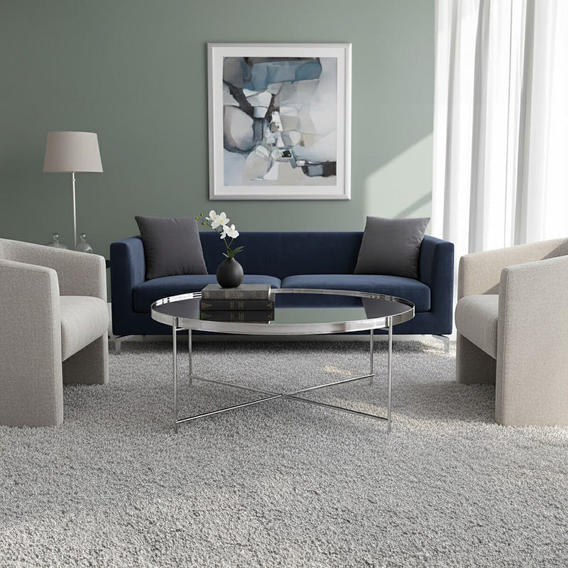 Silver Mirrored Glass Round Coffee Table | Allure