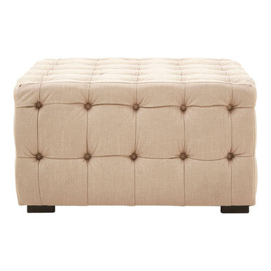Beige Linen Button Tufted Stool | Stella