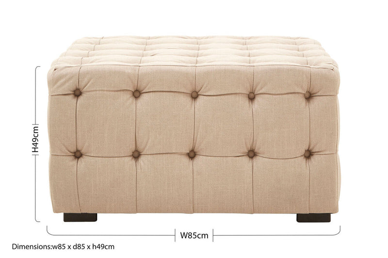 Beige Linen Button Tufted Stool | Stella