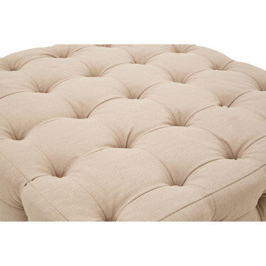Beige Linen Button Tufted Stool | Stella