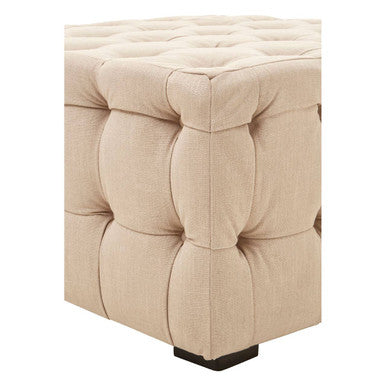 Beige Linen Button Tufted Stool | Stella