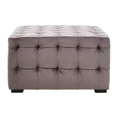 Grey Velvet Button Tufted Stool | Stella