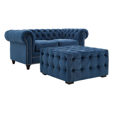 Midnight Velvet Button Stool | Stella