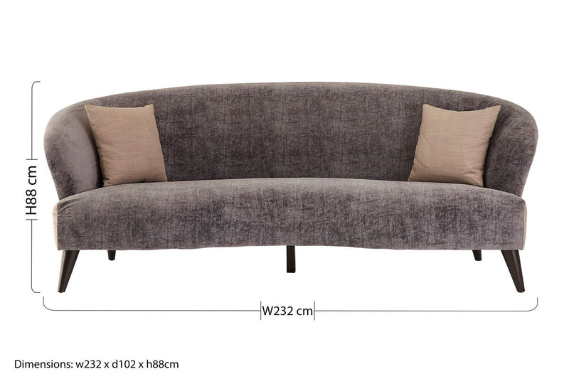 3 Seater Grey Velvet Sofa | Reine
