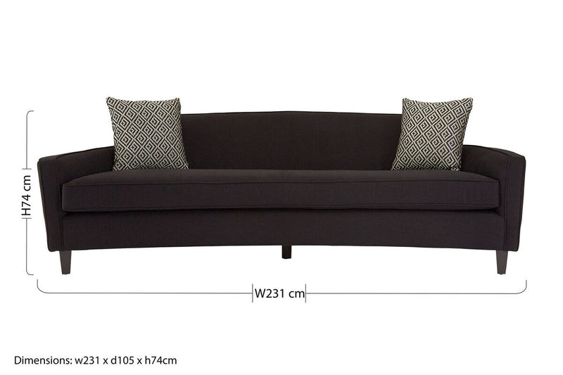 3 Seater Black Dimity Fabric Sofa | Rania