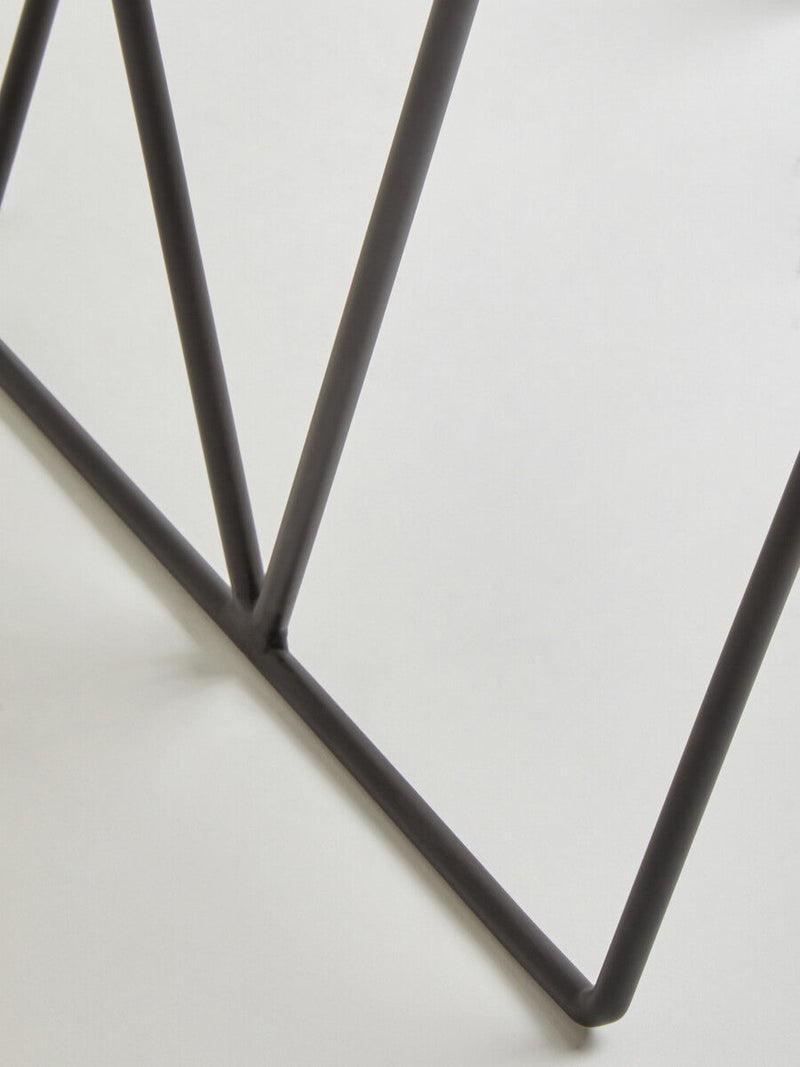Natural Marble Top Side Table with Matte Black Iron Legs | Shalimar