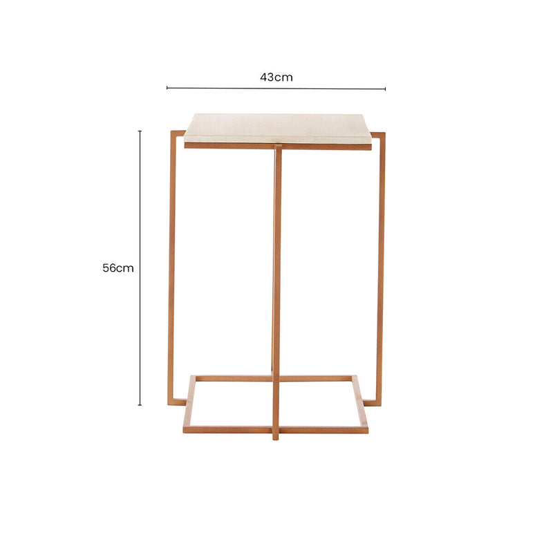 White Marble Top Side Table with Gold Finish Iron Legs | Shalimar