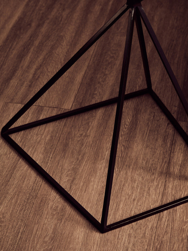 Natural Marble Top Trapezoid Side Table with Matte Black Iron Legs | Shalimar