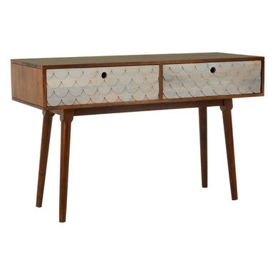 Natural Mango Wood Console Table with 2 Drawers | Costal