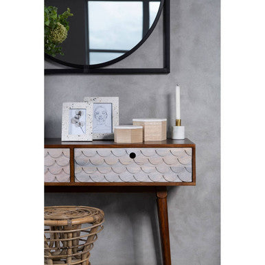 Natural Mango Wood Console Table with 2 Drawers | Costal