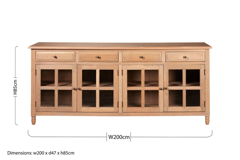 Oak Wood Sideboard in Washed Grey Finish | Lyon