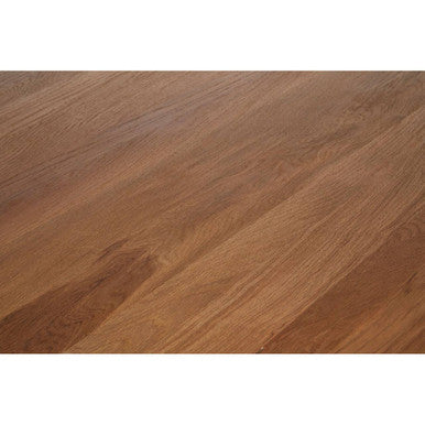 Brown Solid Natural Oak Wood Round Dining Table with Turned Pedestal Base | Lyon