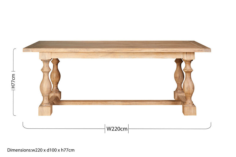 Brown American Oak Wood Whitewash Top Black Dining Table with Carved Legs | Lyon