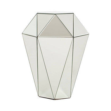 Silver Opulent Faceted Mirrored Side Table | Kensington Townhouse