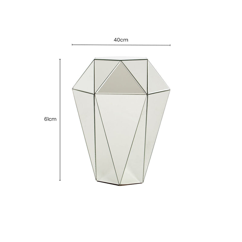 Silver Opulent Faceted Mirrored Side Table | Kensington Townhouse