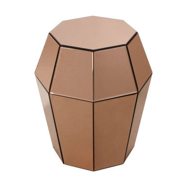 Faceted Rose Gold Mirrored Glass Side Table | Kensington Townhouse