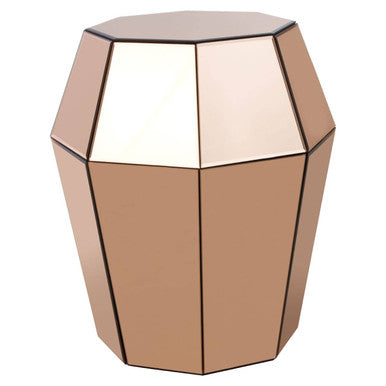 Faceted Rose Gold Mirrored Glass Side Table | Kensington Townhouse