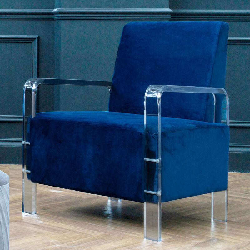 Navy Blue Velvet Armchair | Clarence