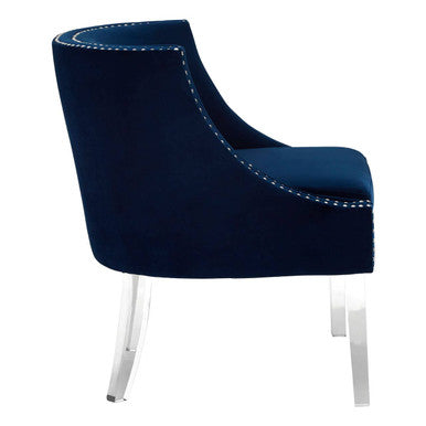 Navy Blue Velvet Chair with Acrylic Legs | Clarence