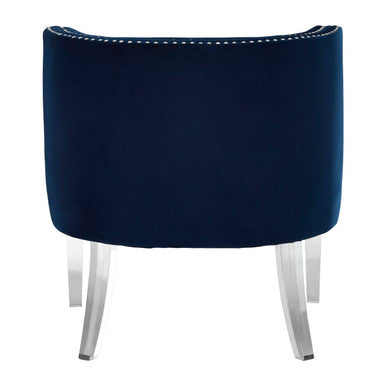 Navy Blue Velvet Chair with Acrylic Legs | Clarence