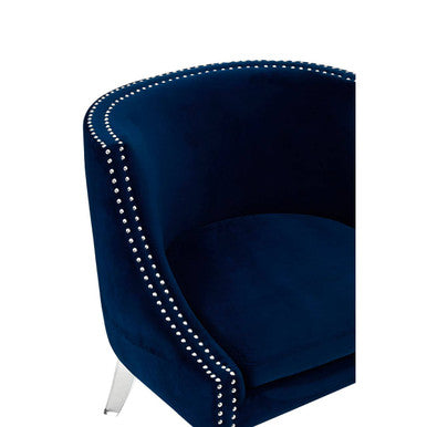 Navy Blue Velvet Chair with Acrylic Legs | Clarence
